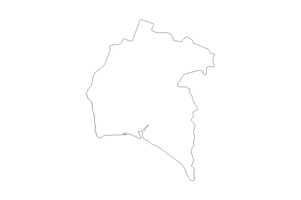 Mapa de Huelva, Spain de tipo contorno y ríos para Europa, con contorno y ríos con límites limpios.