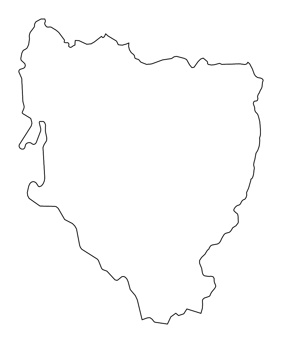 Outline map of Huesca, Aragón with rivers.