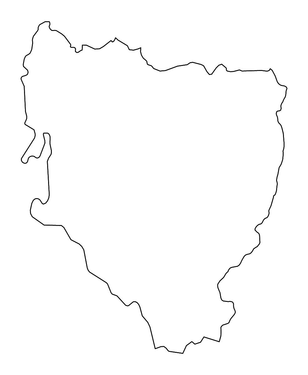 Outline map of Huesca, Aragón with rivers.