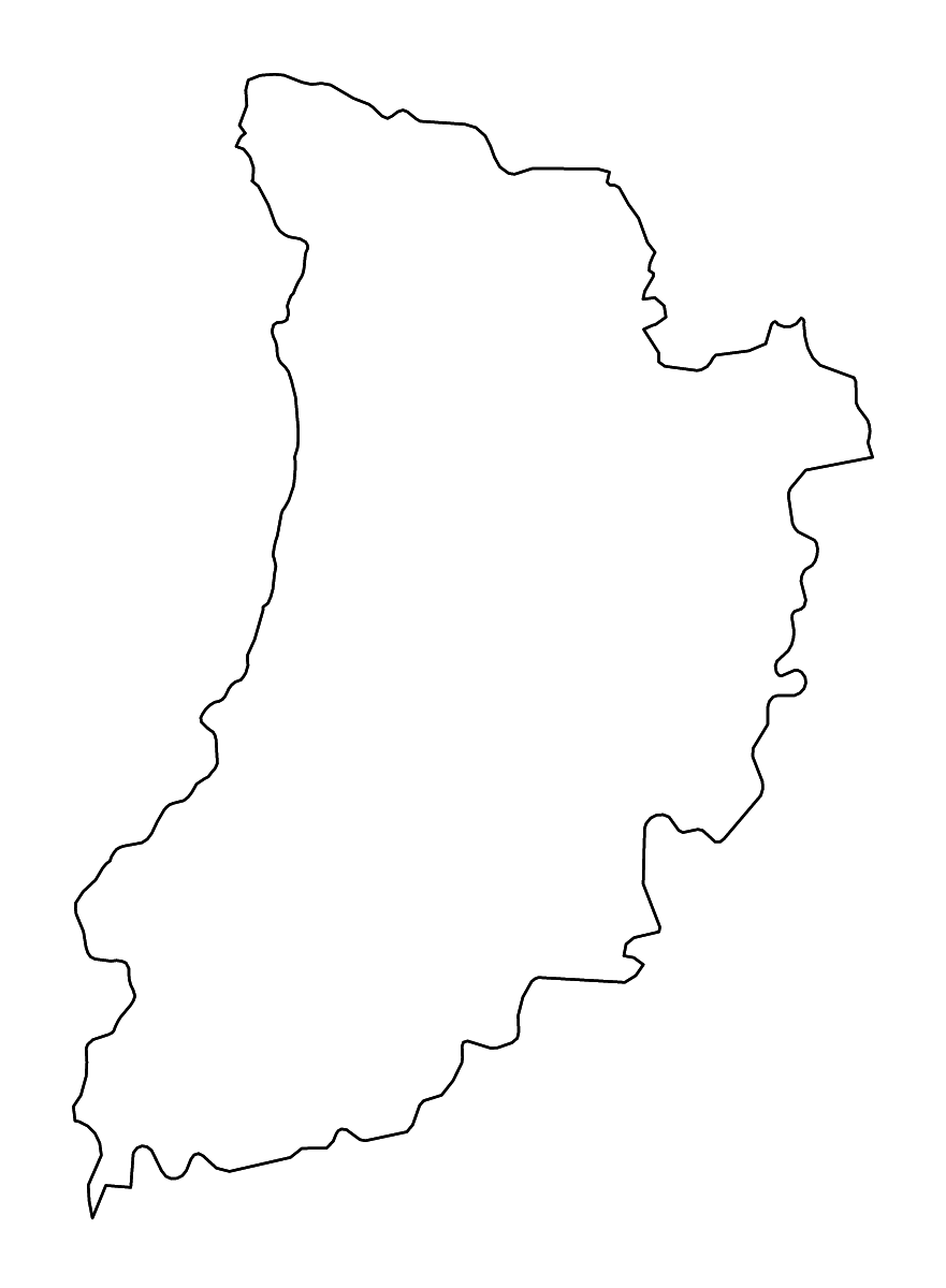 Outline map of Lleida, Cataluña with rivers.