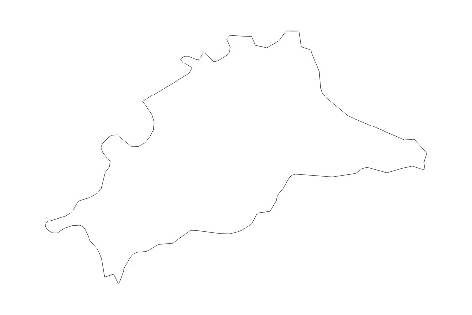 Outline map of Málaga Autonomous Community, Spain with subdivision borders and rivers.