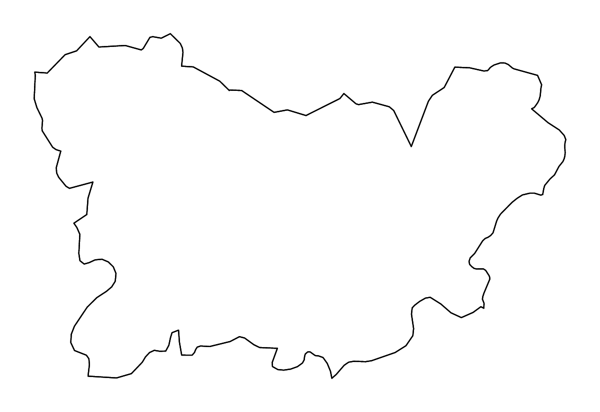 Mapa de contorno de Ourense, Galicia con ríos.