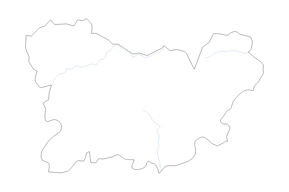 Mapa de Ourense, Spain de tipo contorno y ríos para Europa, con contorno y ríos con límites limpios.