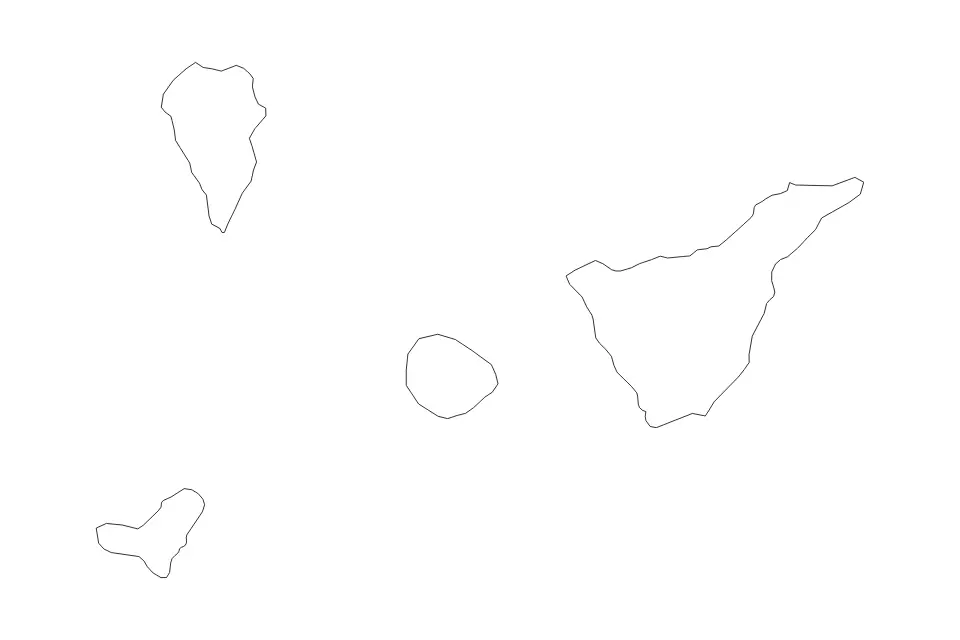 Outline map of Santa Cruz de Tenerife Autonomous Community, Spain with subdivision borders.