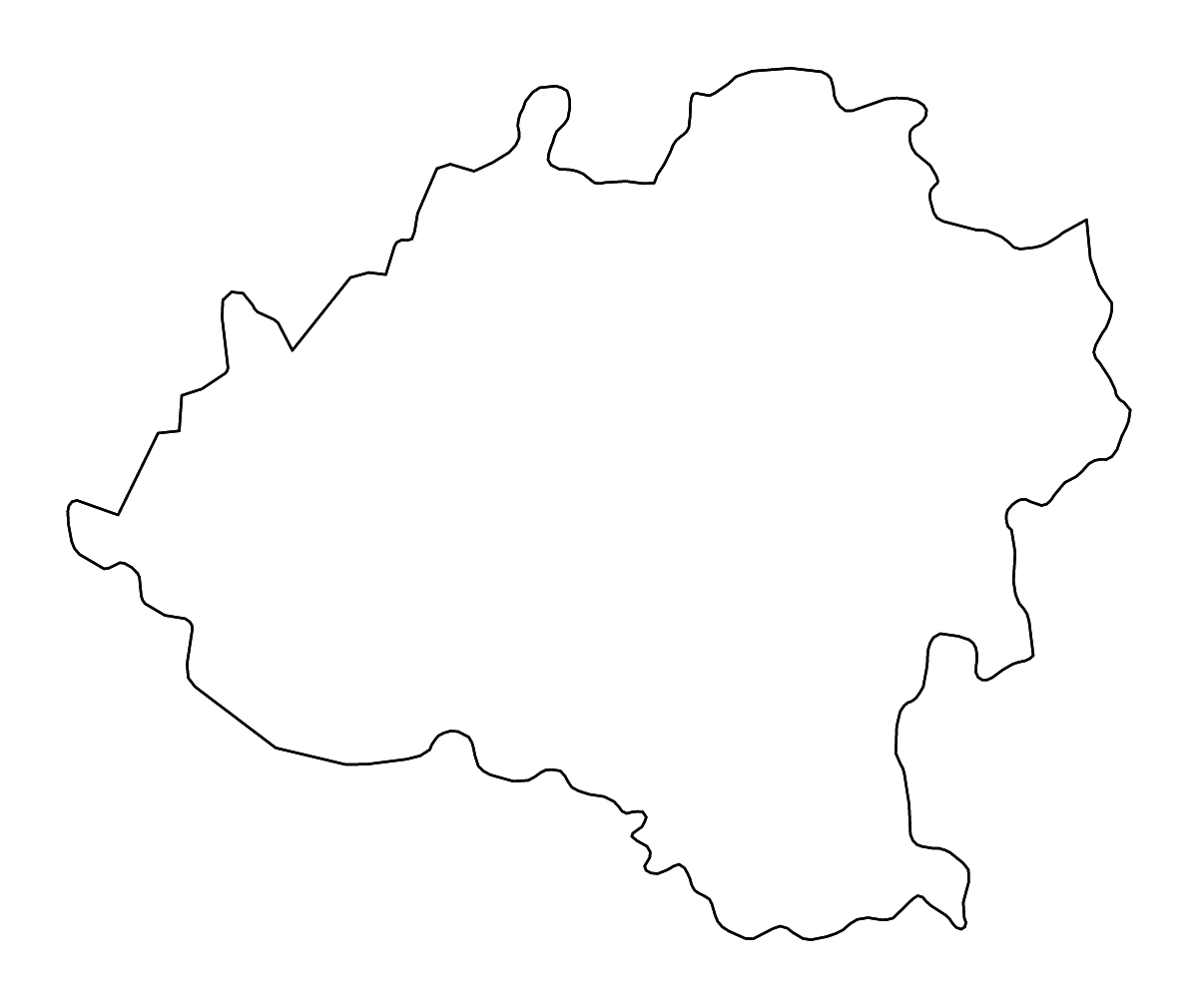 Outline map of Soria, Castilla y León with rivers.