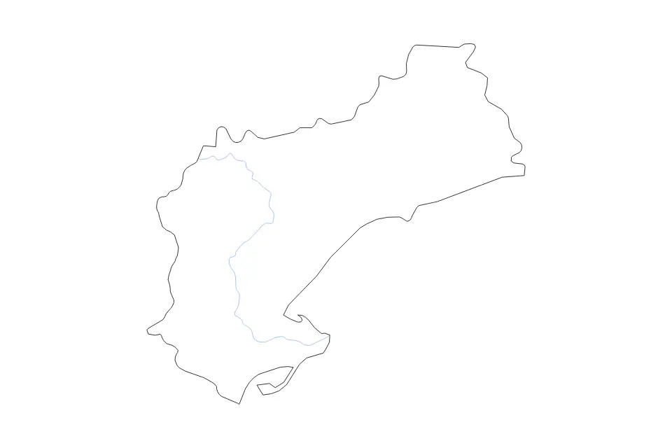 Mapa de Tarragona, Spain de tipo contorno y ríos para Europa, con contorno y ríos con límites limpios.