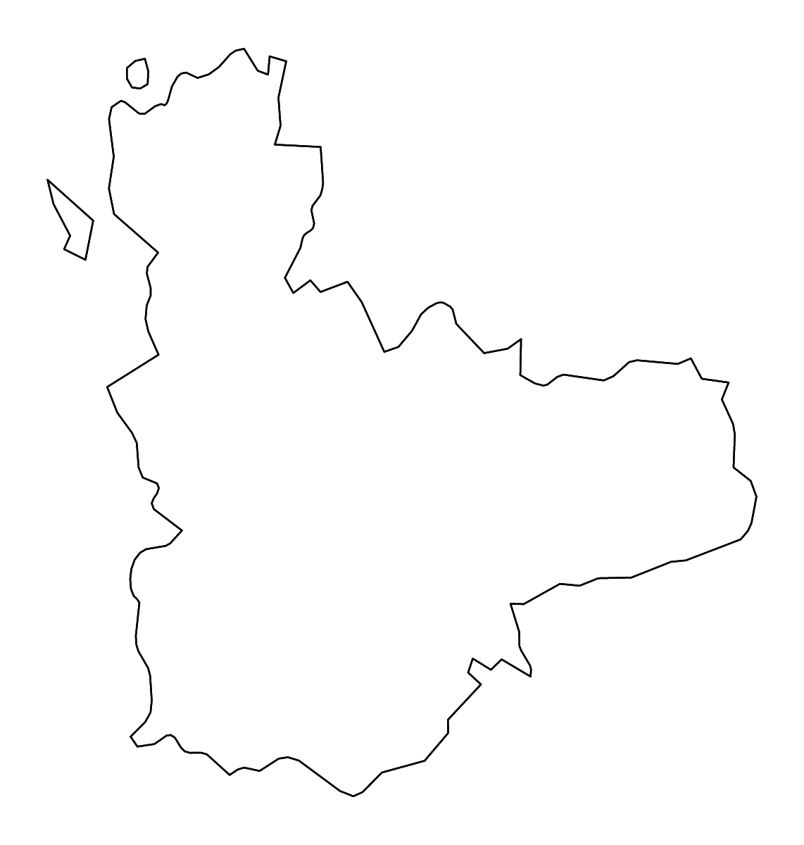 Outline map of Valladolid, Castilla y León with rivers.