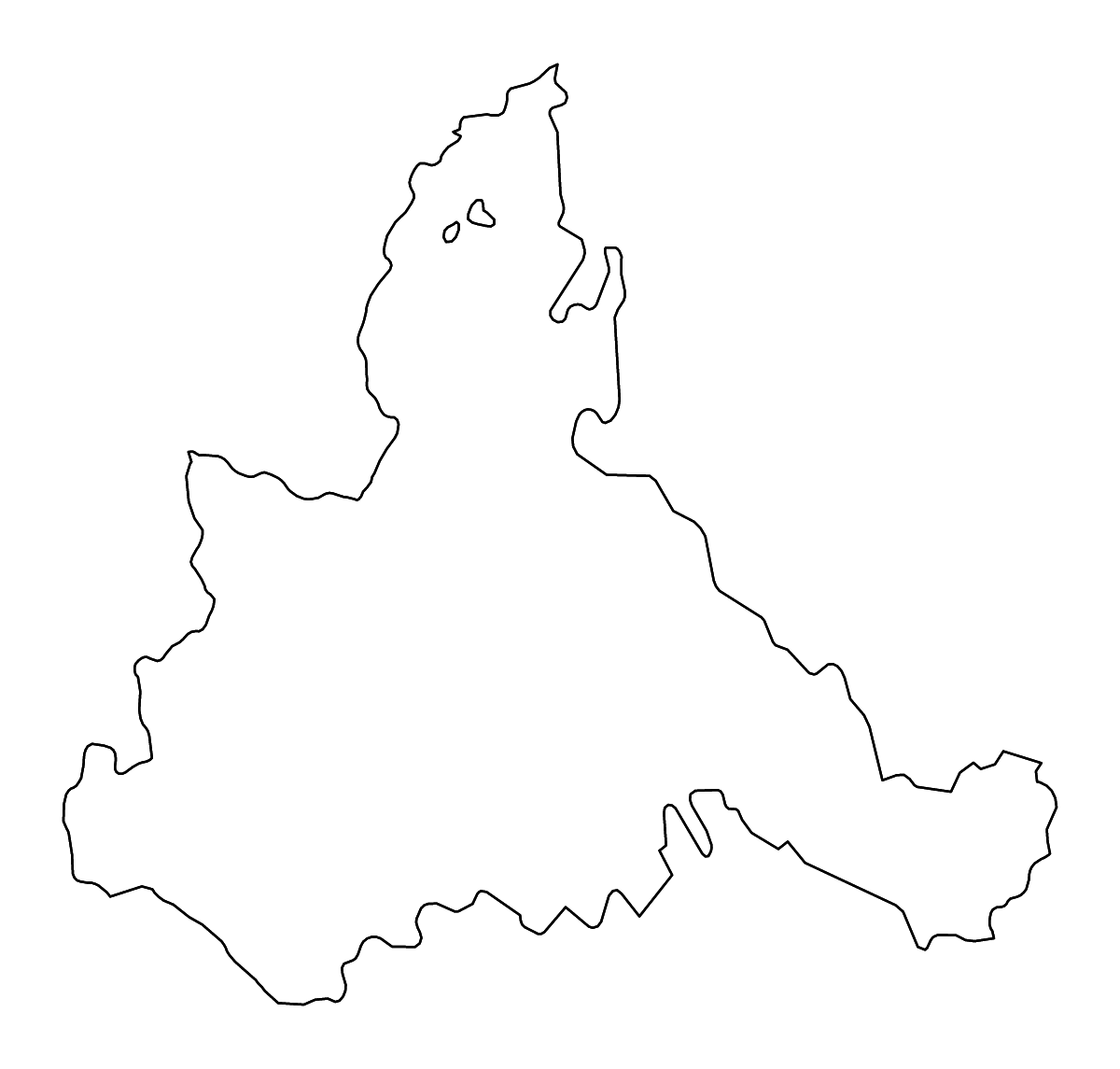 Outline map of Zaragoza, Aragón with rivers.