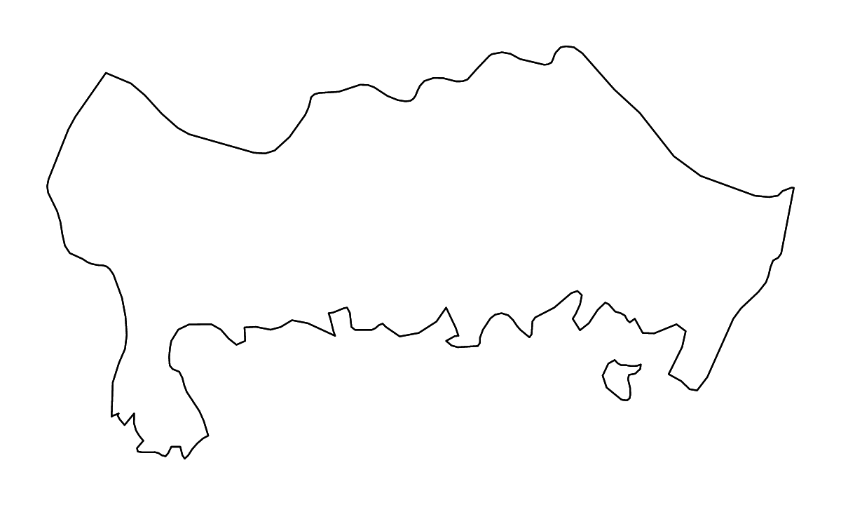 Mapa de contorno de Blekinge, Sweden con ríos.