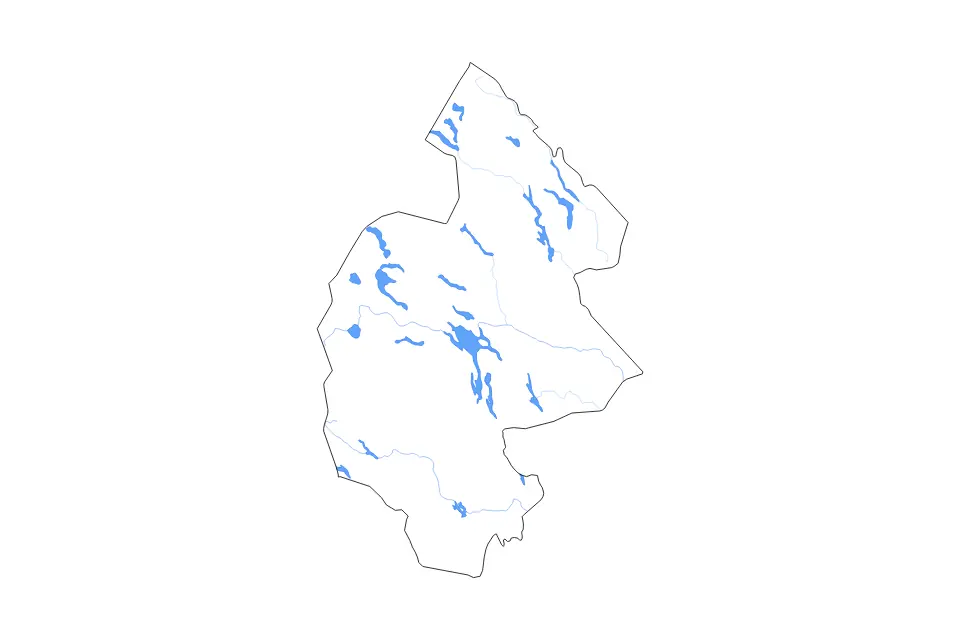 Mapa de Jämtland, Sweden de tipo contorno, lagos y ríos para Europa, con contorno, lagos y ríos con elementos de agua como Revsundssjön, Rogen y Juvuln.
