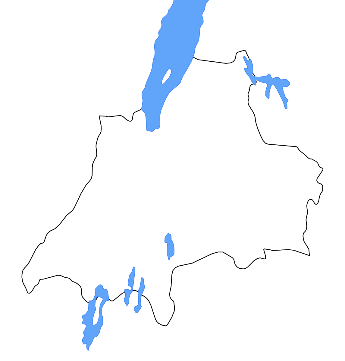 Carte de contour de Jönköping, Sweden avec lacs et rivières.
