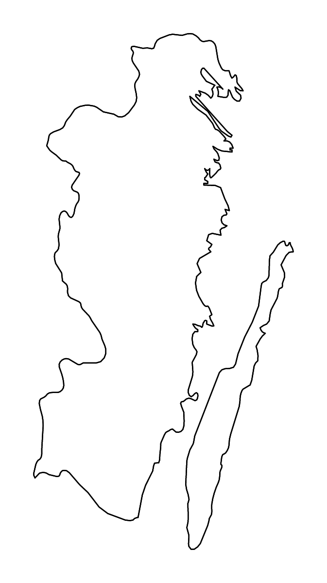 Outline map of Kalmar County, Sweden with rivers.