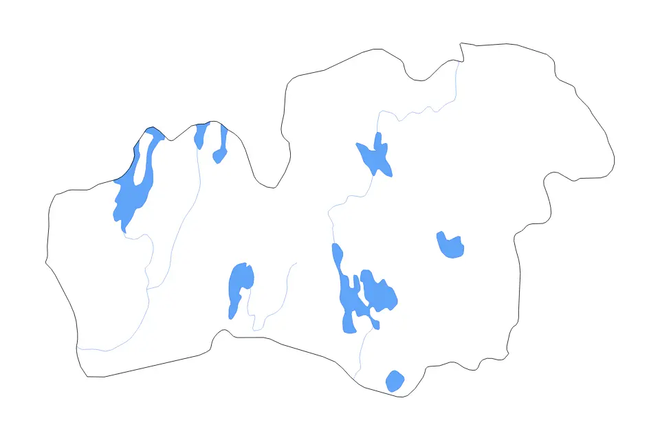 Carte de Kronoberg, Sweden de type contour, lacs et rivières pour Europe, montrant contour, lacs et rivières avec des éléments hydrographiques comme Åsnen, Rottnen et Bolmen.