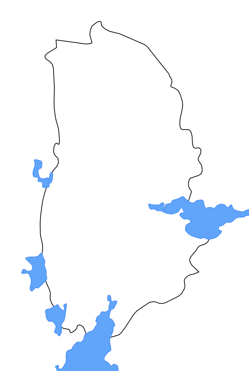 Mapa de contorno de Örebro, Sweden con lagos y ríos.