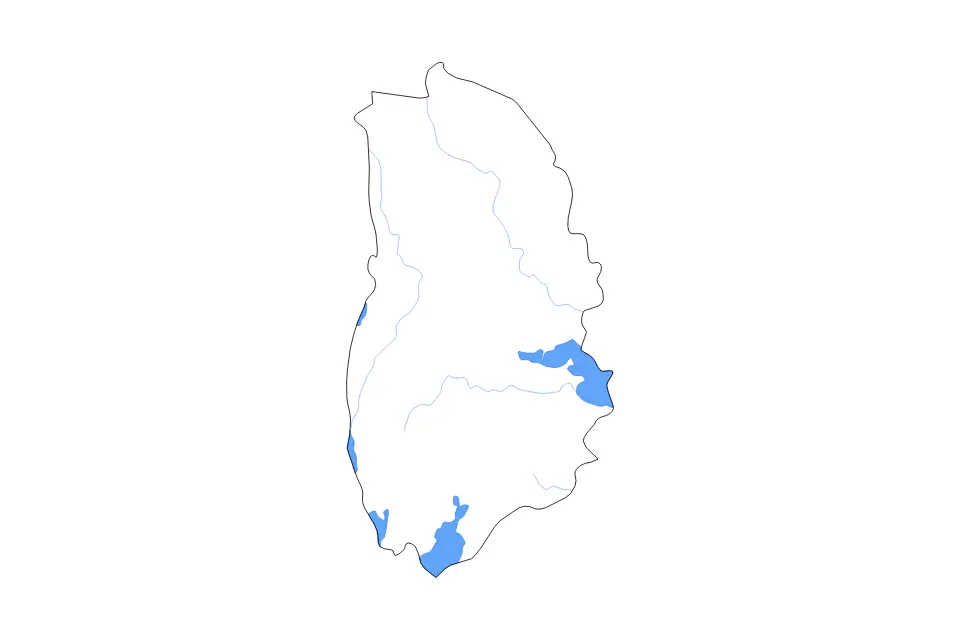 Mapa de Örebro, Sweden de tipo contorno, lagos y ríos para Europa, con contorno, lagos y ríos con elementos de agua como Ullvettern, Skagern y Vättern.