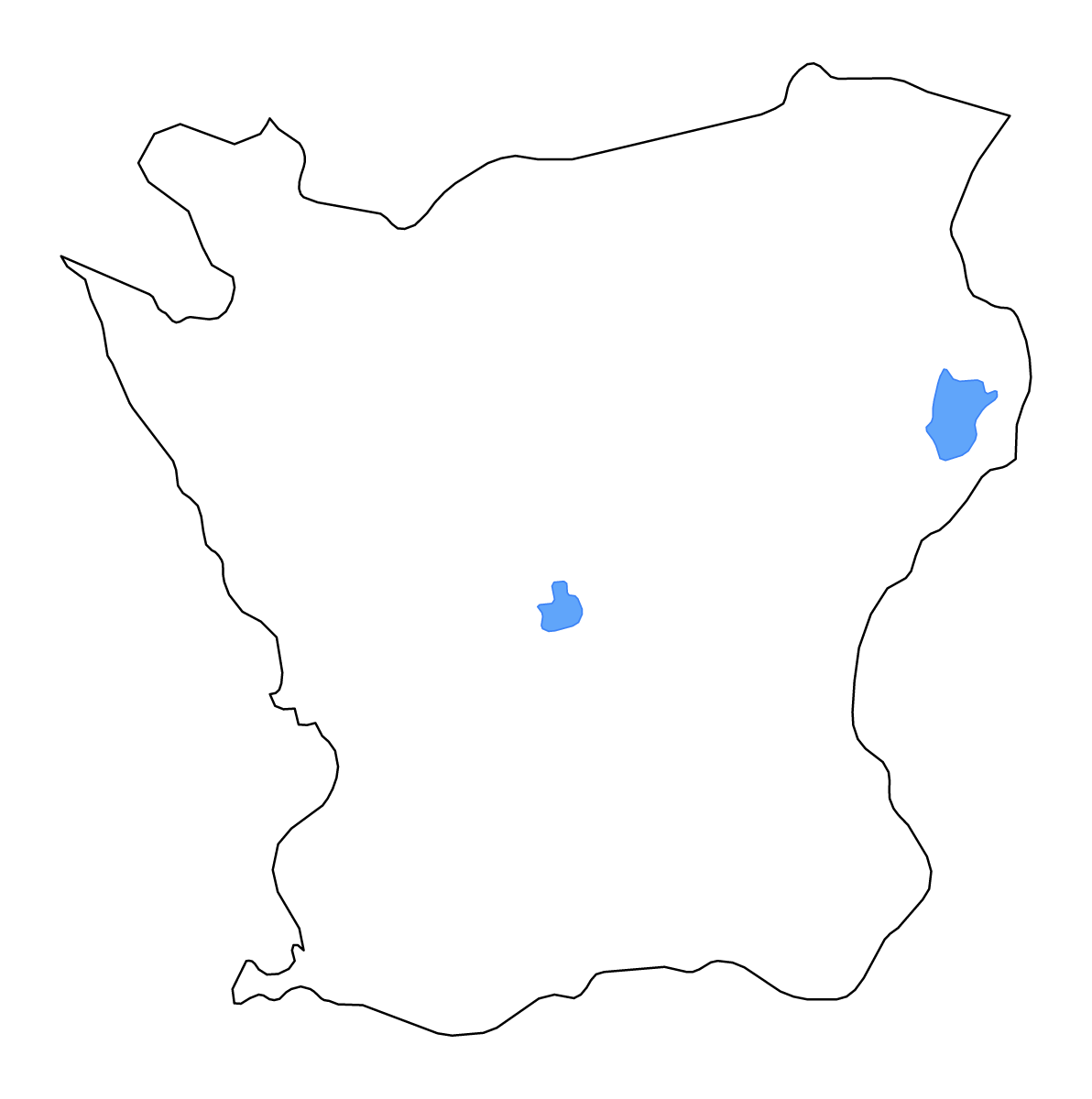 Mapa de contorno de Skåne, Sweden con lagos.