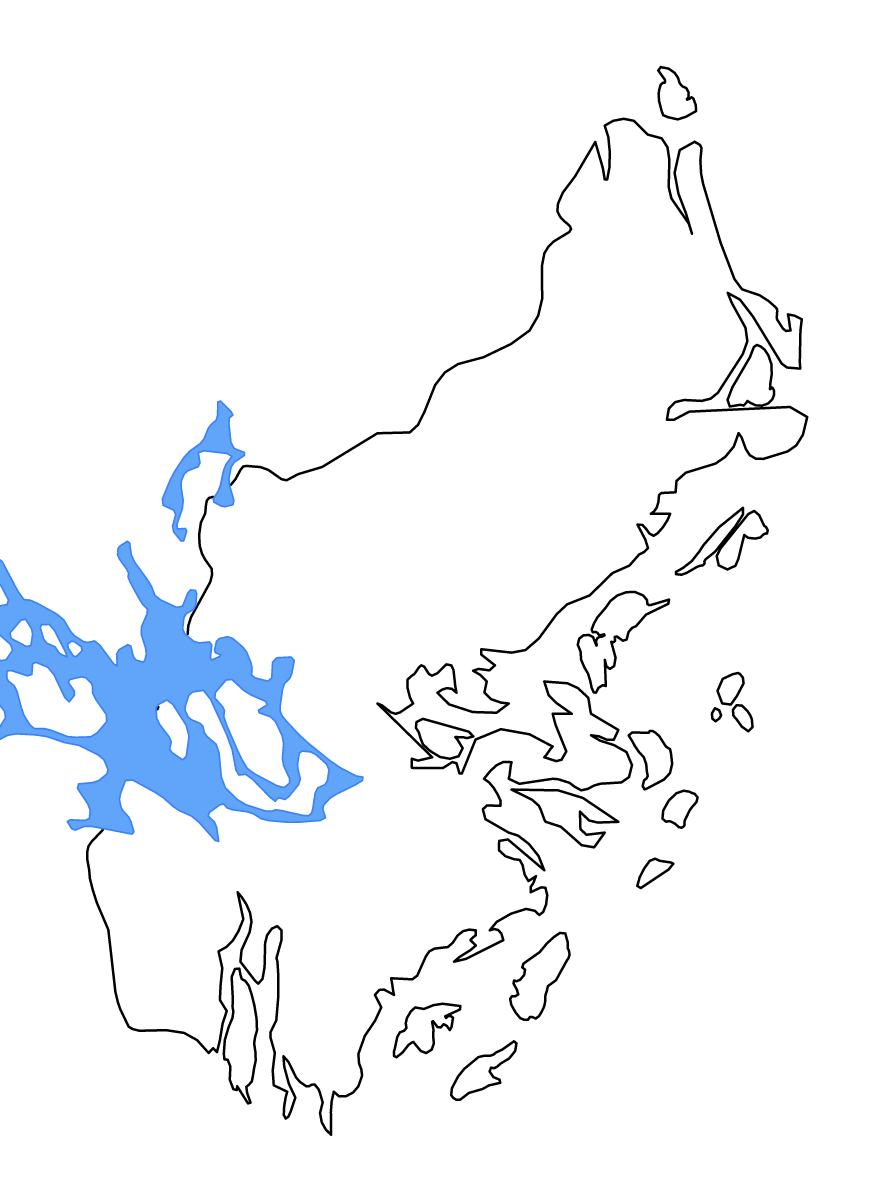 Mapa de contorno de Stockholm, Sweden con lagos y ríos.