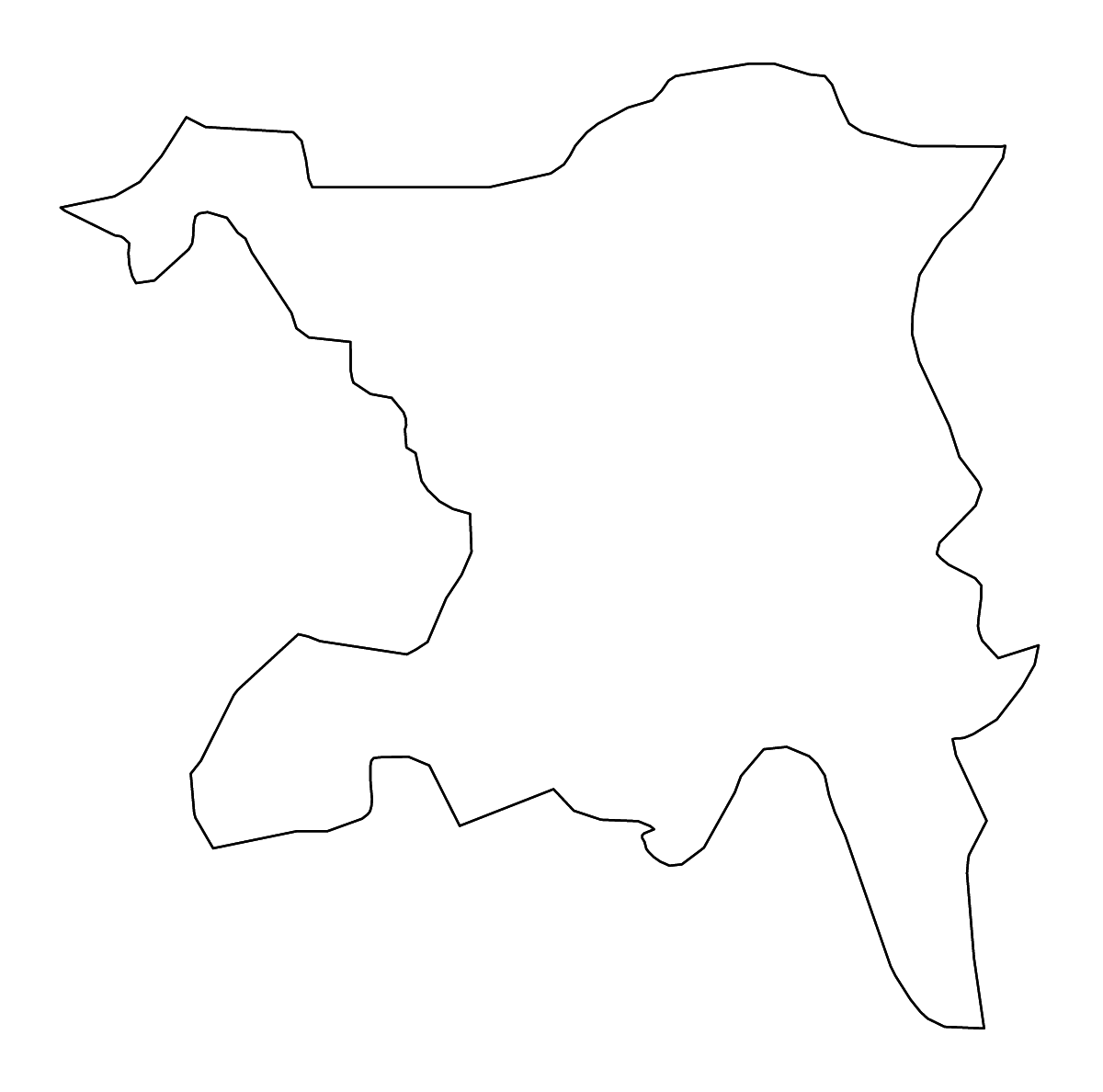 Outline map of Aargau Canton, Switzerland with rivers.
