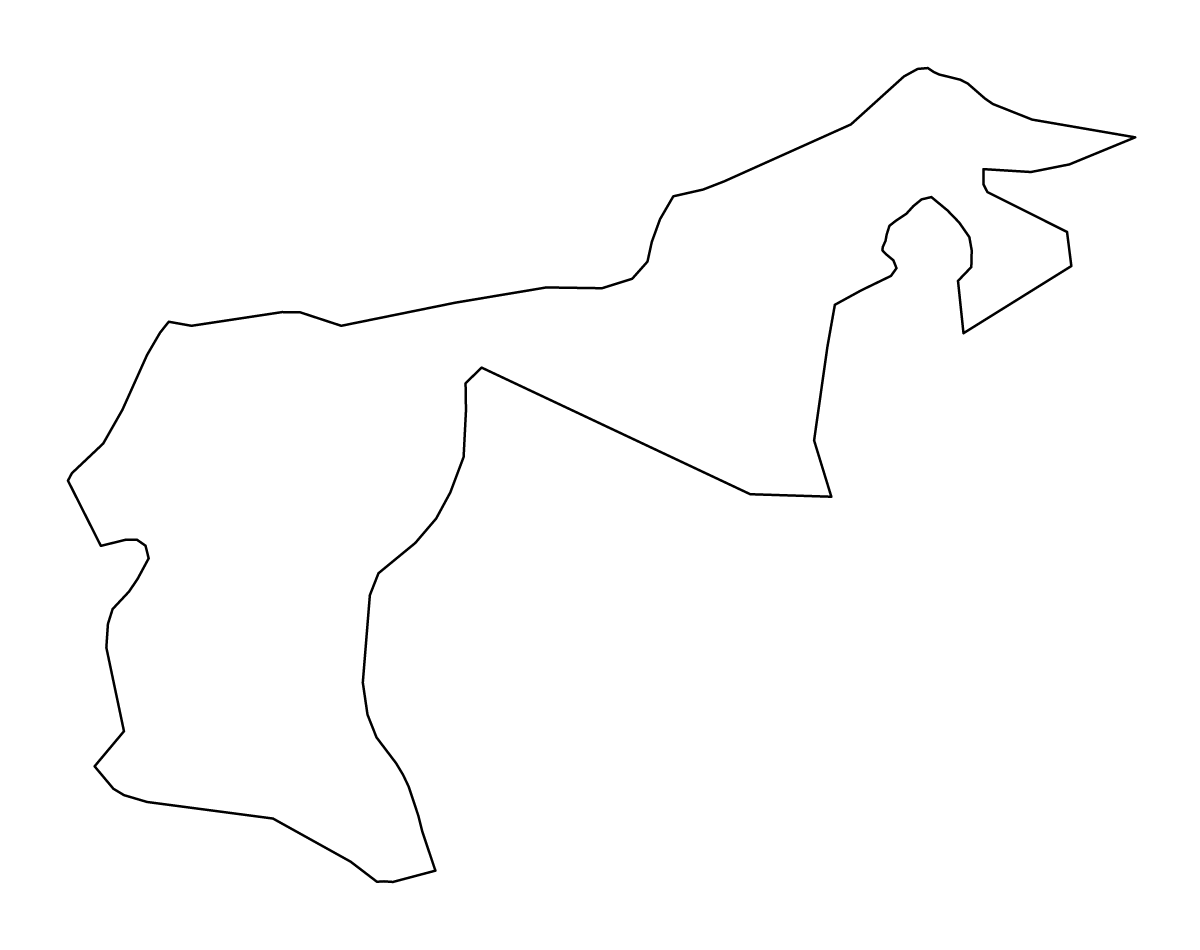 Outline map of Appenzell Ausserrhoden Canton, Switzerland.