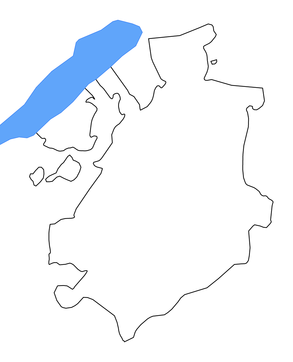 Outline map of Fribourg Canton, Switzerland with lakes.