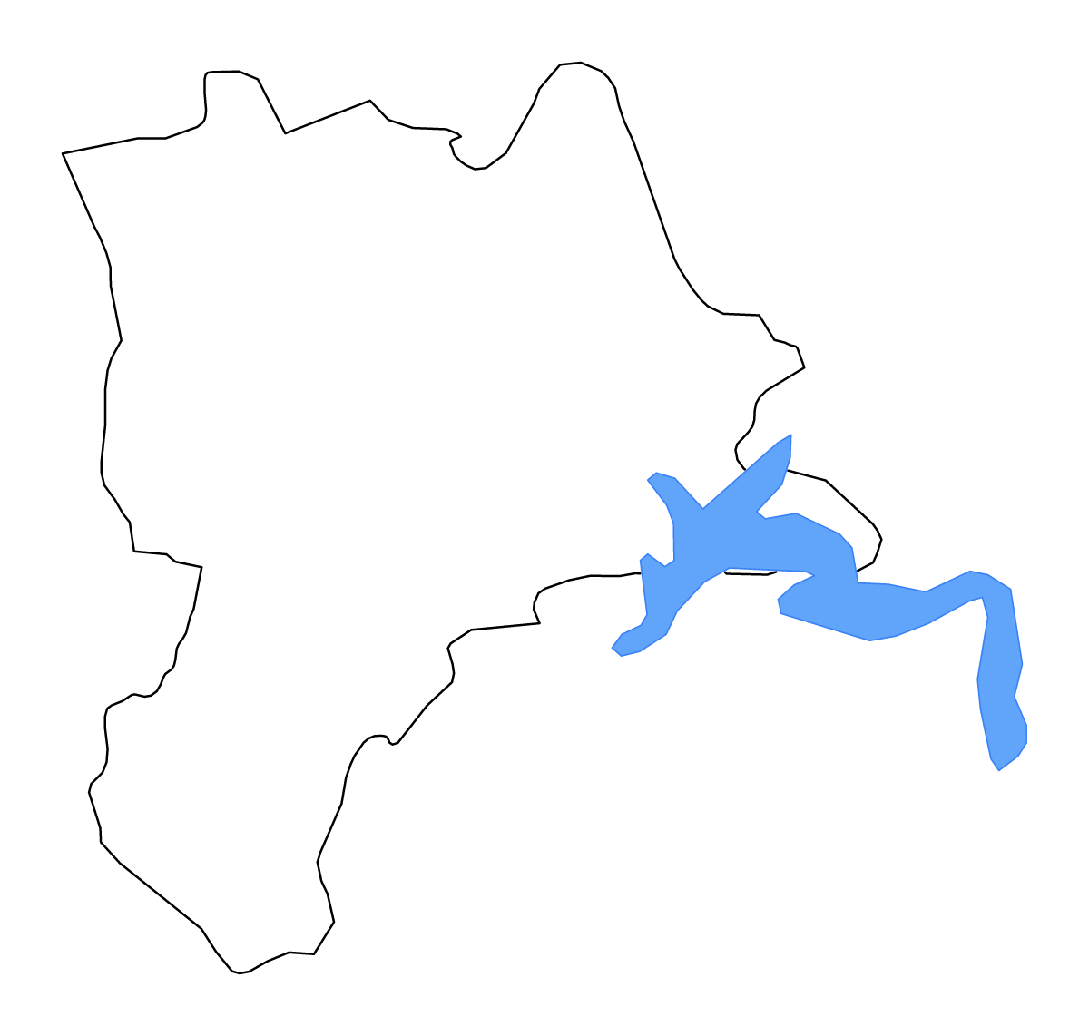 Outline map of Lucerne Canton, Switzerland with lakes and rivers.