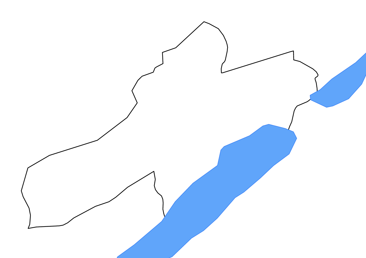 Outline map of Neuchâtel Canton, Switzerland with lakes and rivers.