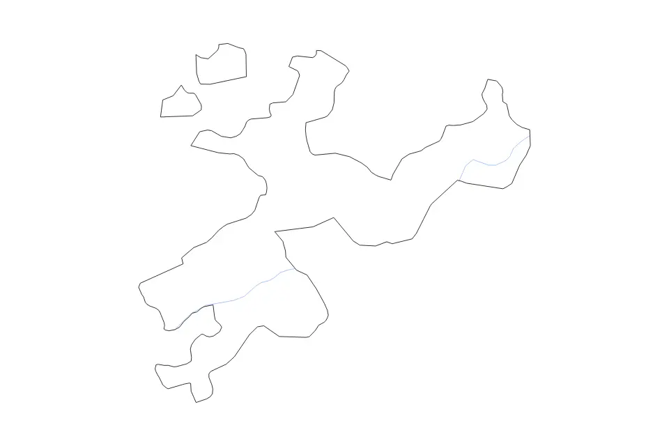 Outline map of Solothurn Canton, Switzerland with subdivision borders and rivers.