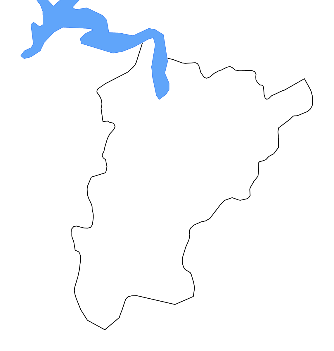 Outline map of Uri Canton, Switzerland with lakes and rivers.
