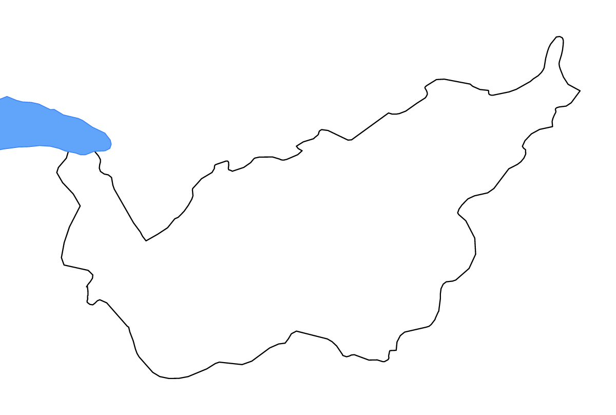 Mapa de contorno de Valais, Switzerland con lagos y ríos.