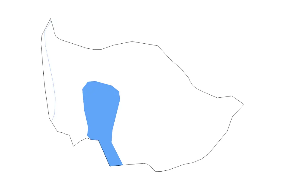 Outline map of Zug Canton, Switzerland with subdivision borders and major lakes and rivers.