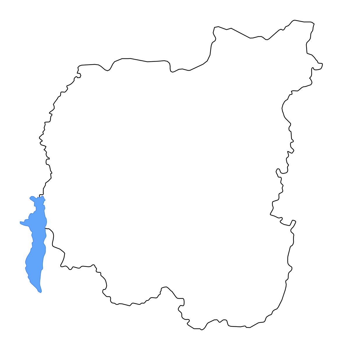 Outline map of Chernihiv, Ukraine with lakes and rivers.