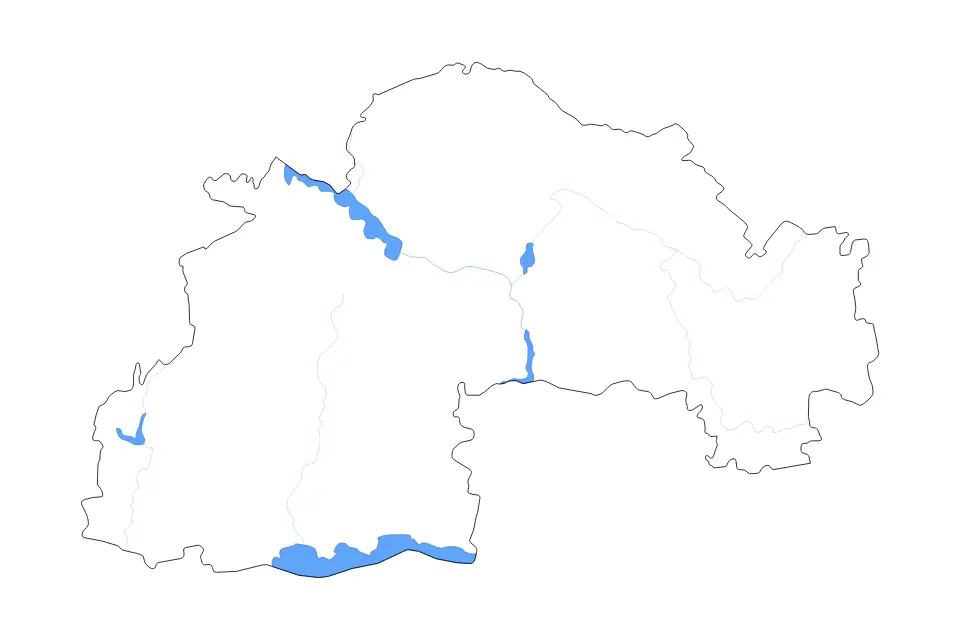 Mapa de Dnipropetrovsk, Ukraine de tipo contorno, lagos y ríos para Europa, con contorno, lagos y ríos con elementos de agua como Kremenchutske Vodoskhovyshche, Kakhovske Vodoskhovyshche y Ozero Imeni Lenyna.