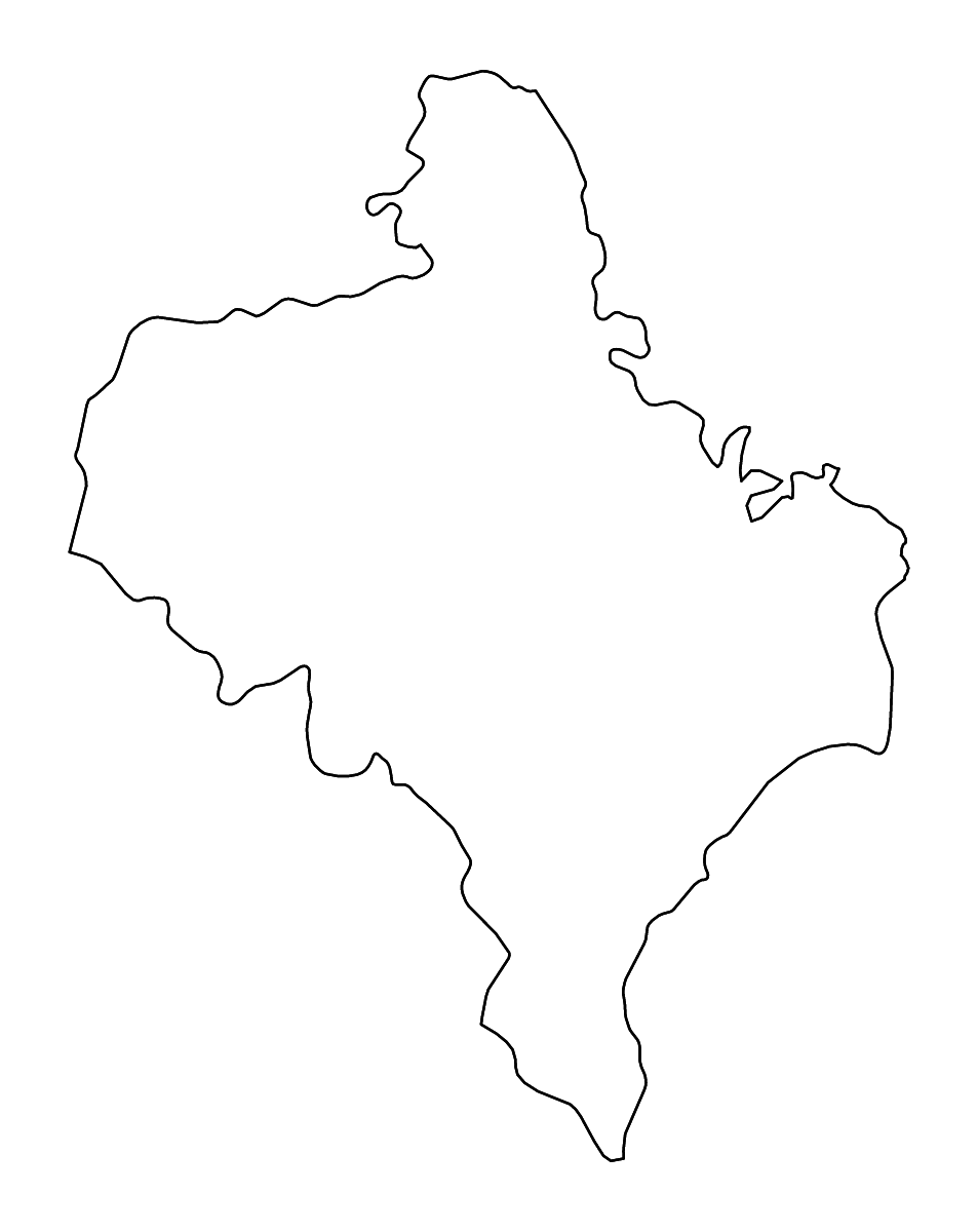 Outline map of Ivano-Frankivsk, Ukraine with rivers.