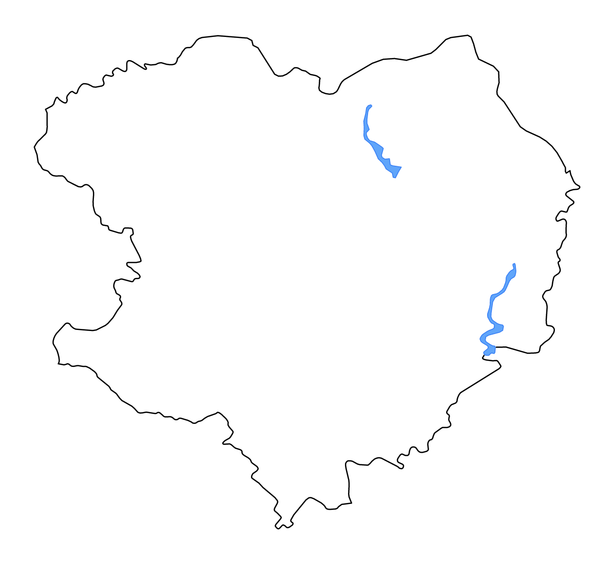 Carte de contour de Kharkiv, Ukraine avec lacs et rivières.