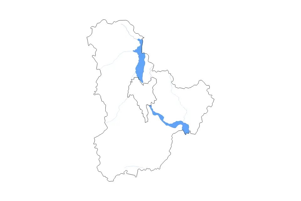 Carte de Kyiv (Region), Ukraine de type contour, lacs et rivières pour Europe, montrant contour, lacs et rivières avec des éléments hydrographiques comme Kyivske Vodoskhovyshche et Kanivs’ke Vodoskhovyshche.
