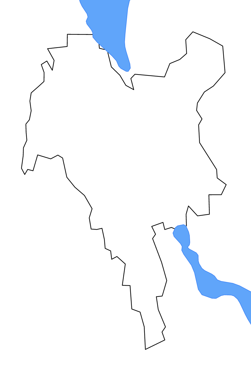 Carte de contour de Kyiv (municipalité), Ukraine avec lacs et rivières.