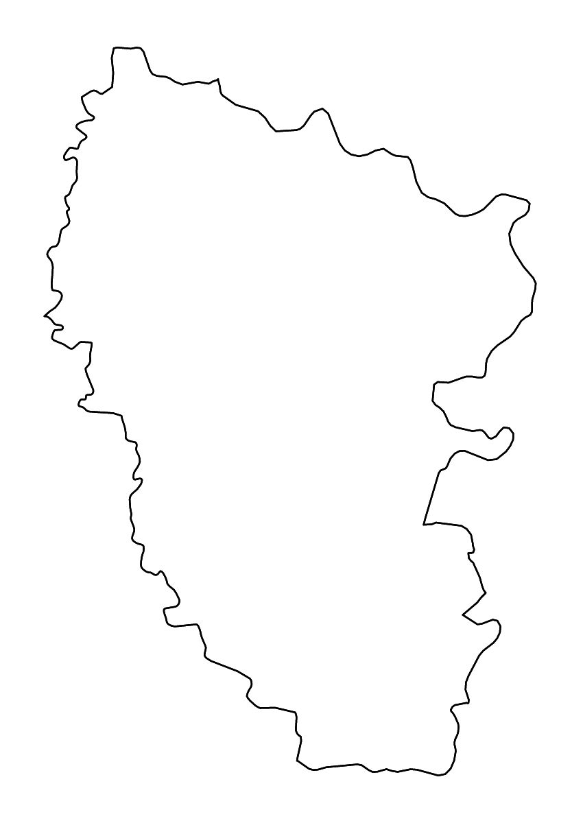 Outline map of Luhansk, Ukraine with rivers.
