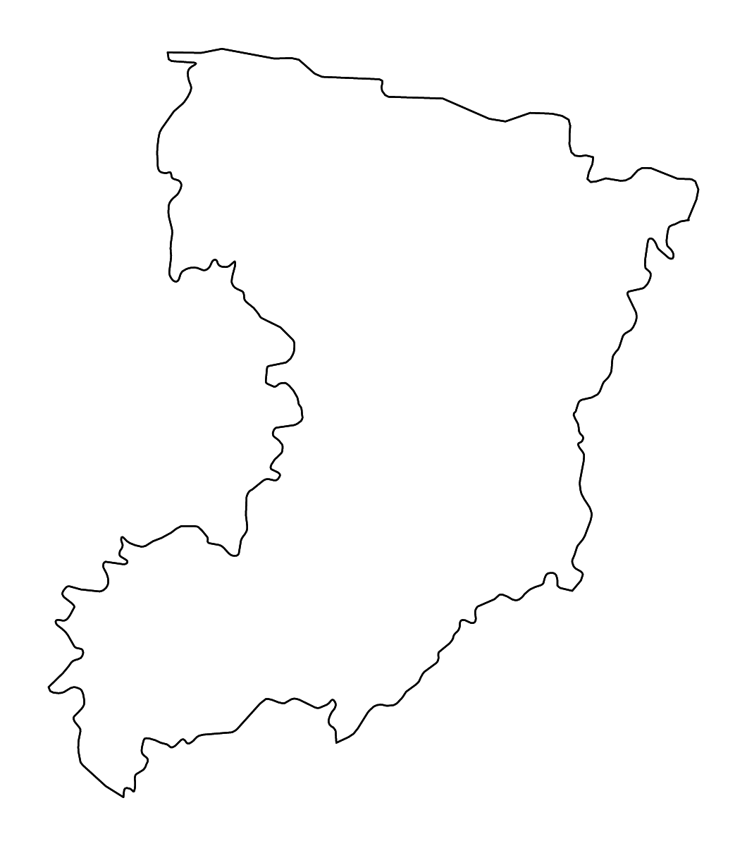 Outline map of Rivne, Ukraine with rivers.