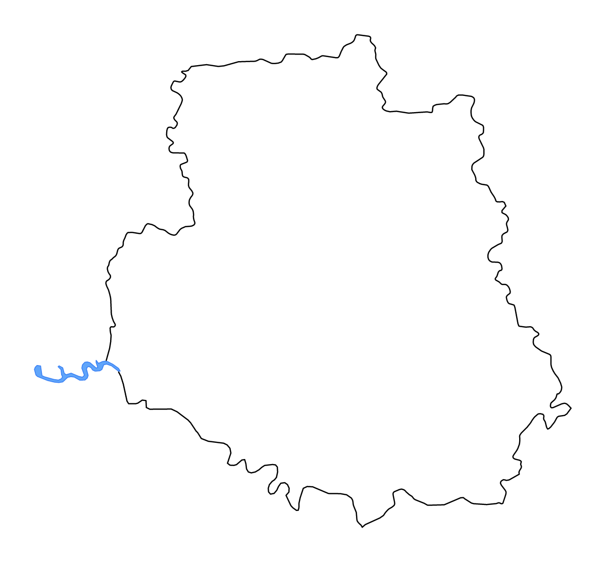 Outline map of Vinnytsia, Ukraine with lakes and rivers.