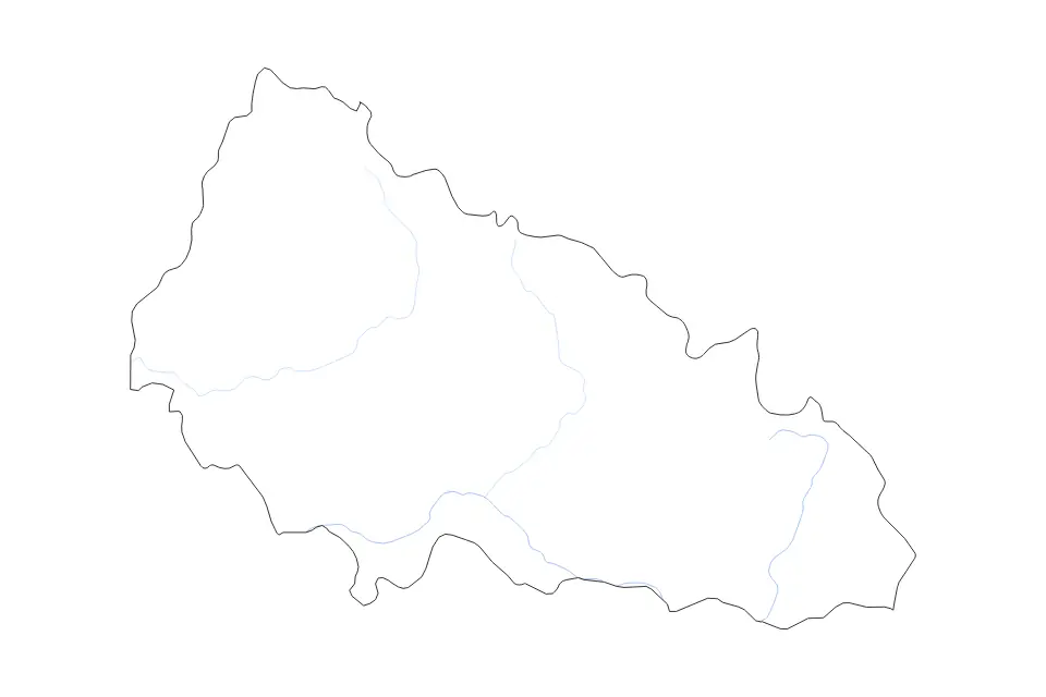 Mapa de Zakarpattia, Ukraine de tipo contorno y ríos para Europa, con contorno y ríos con límites limpios.