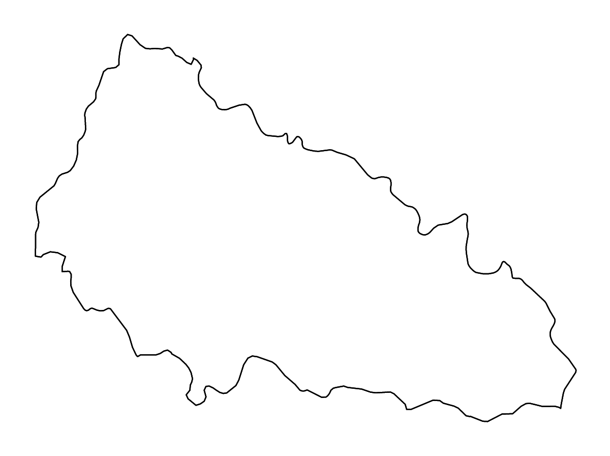 Outline map of Zakarpattia, Ukraine with rivers.