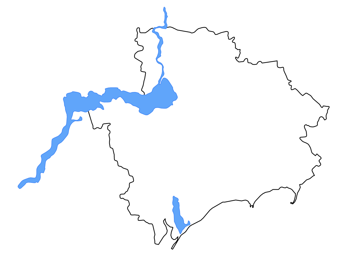 Mapa de contorno de Zaporizhzhia, Ukraine con lagos y ríos.