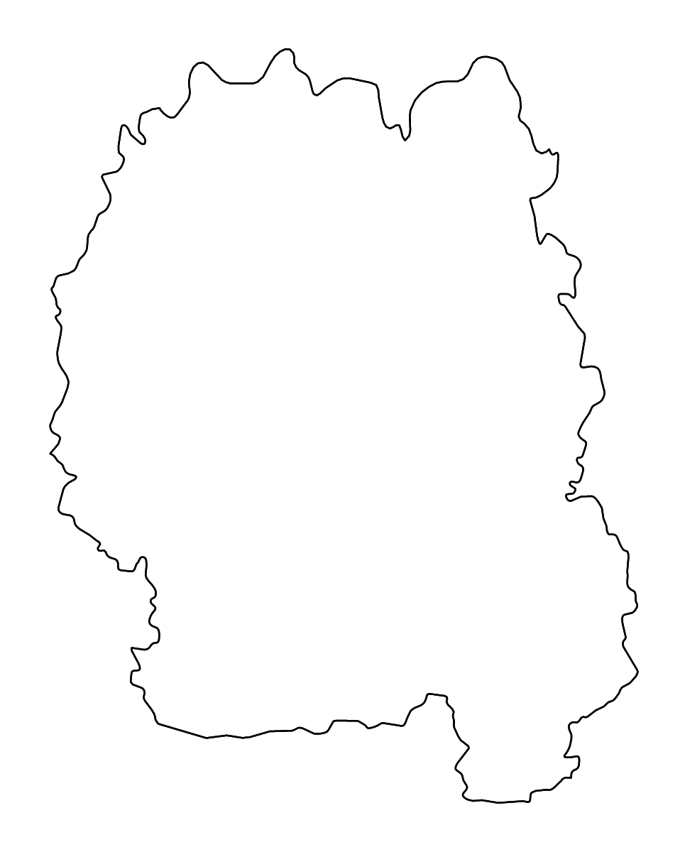 Outline map of Zhytomyr, Ukraine with rivers.