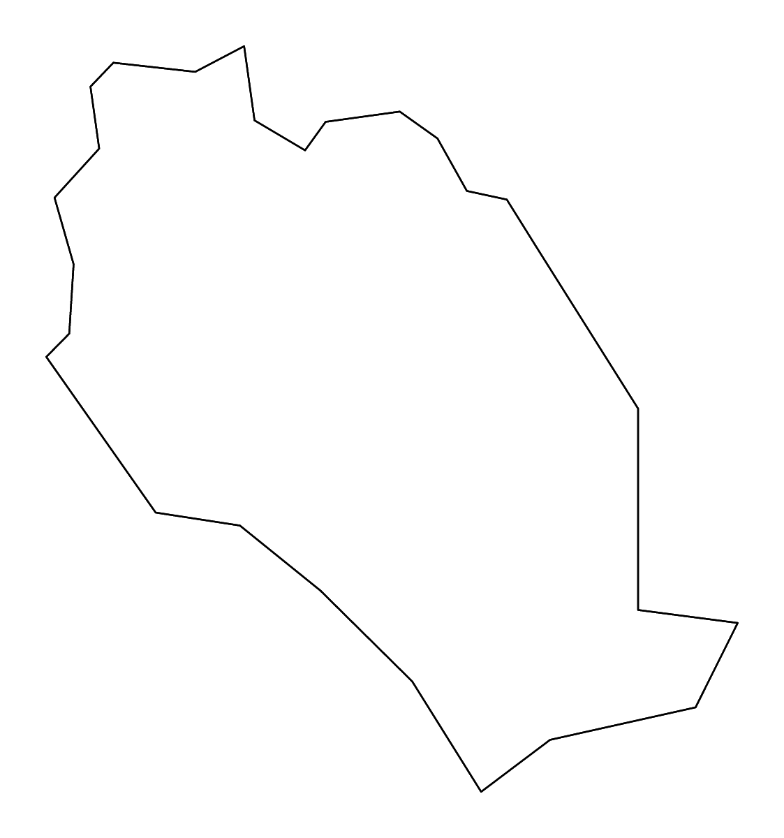 Mapa de contorno de Bradford, United Kingdom con ríos.