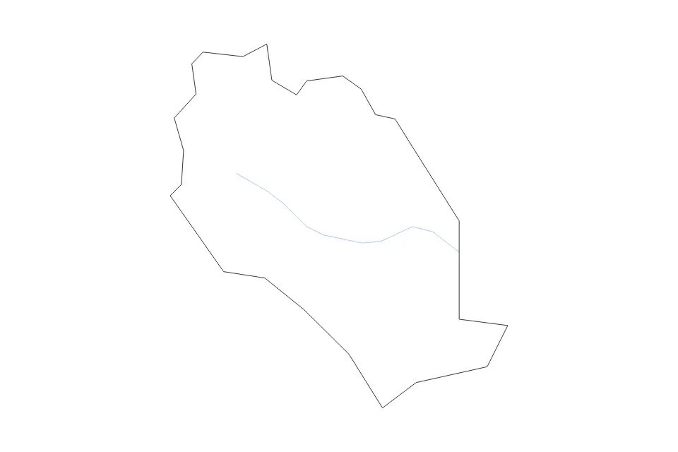 Outline map of Bradford Metropolitan Borough, United Kingdom with subdivision borders and rivers.