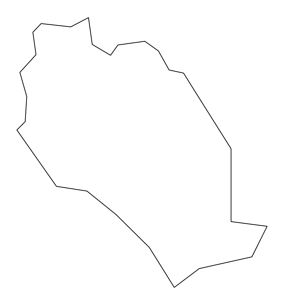 Mapa de contorno de Bradford, United Kingdom con ríos.