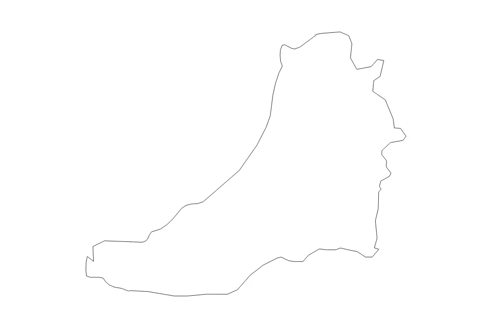 Outline map of Ceredigion Principality, United Kingdom with subdivision borders.