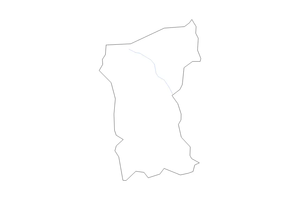Outline map of Coleraine District, United Kingdom with subdivision borders and rivers.