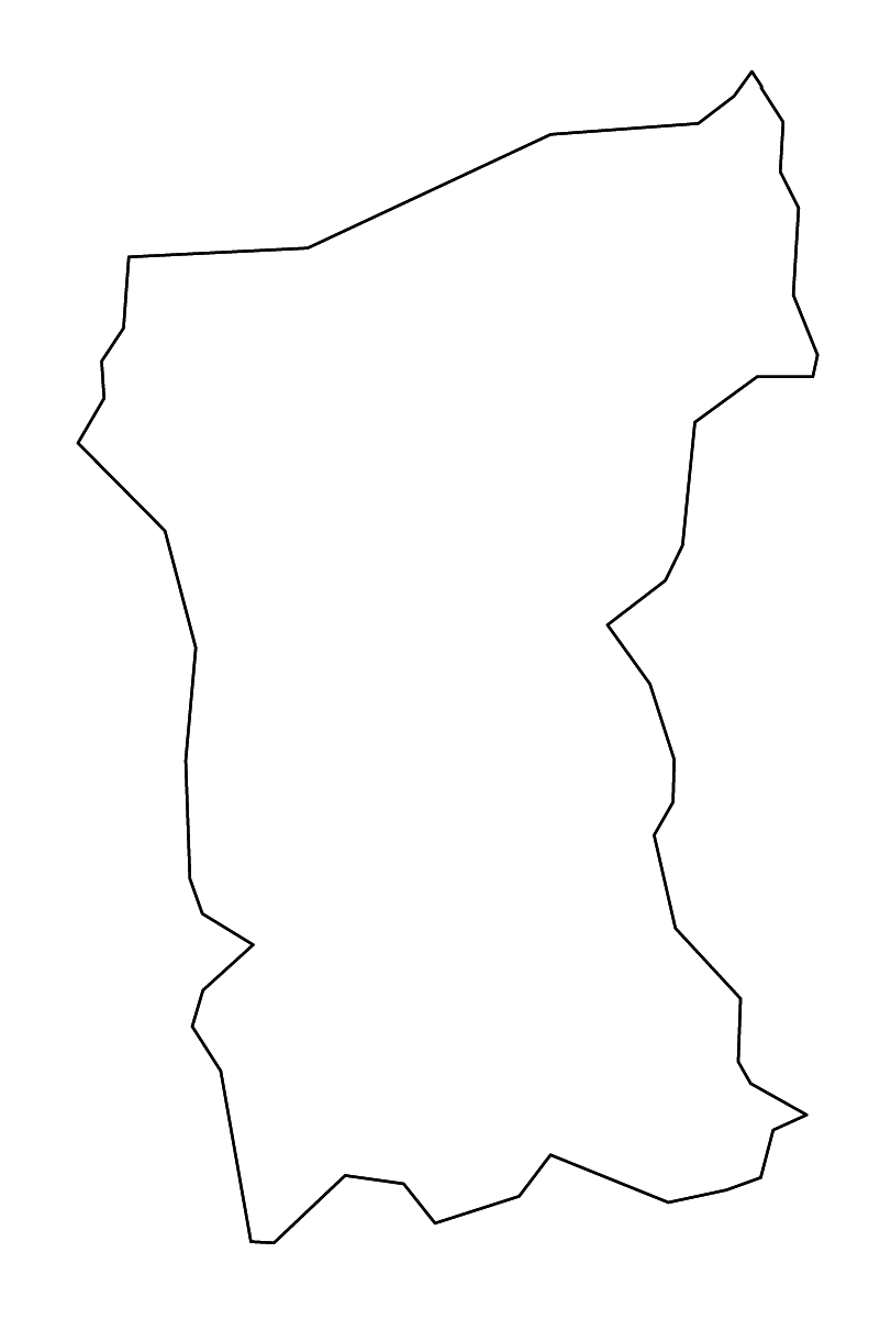 Outline map of Coleraine District, United Kingdom with rivers.