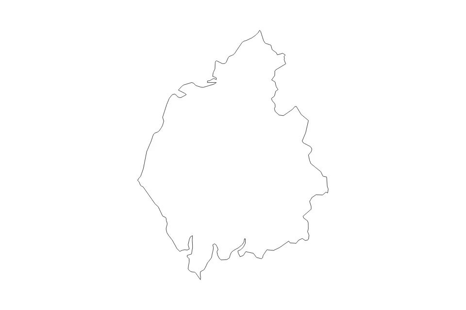 Mapa de Cumbria, United Kingdom de tipo contorno para Europa, con contorno con límites limpios.